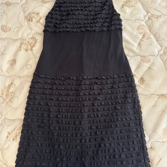 Joseph Ribkoff sleeveless black sheath dress layered ruffles size 12 - Picture 3 of 6